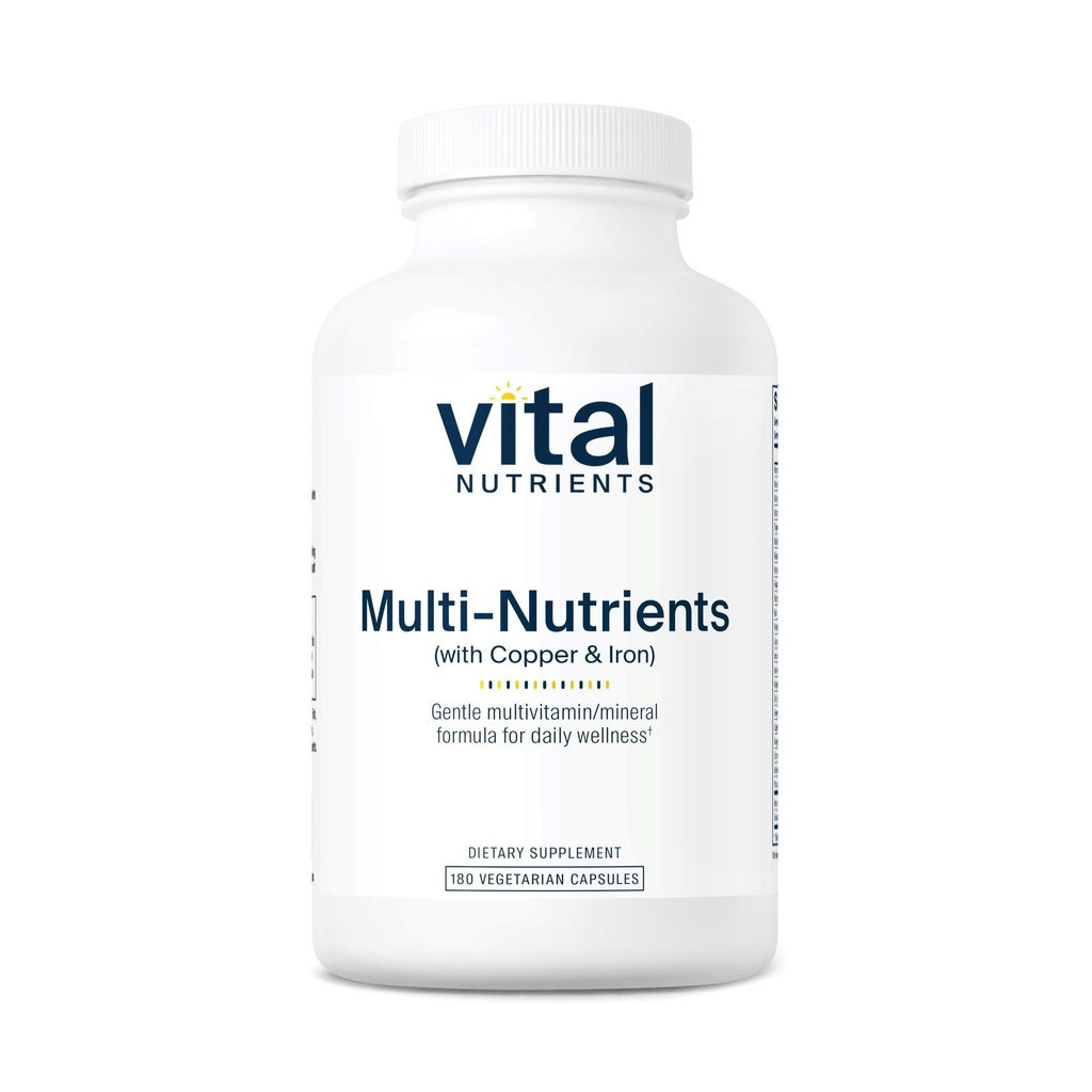 Vital Nutrients Multi-Nutrients 4 | Citrate/Malate Formula (con Rame e Ferro) | Formula Multi Vitamina/Minerale con Potenti Antiossidanti | Modulo Biodisponibile | Non OGM | 180 Capsule