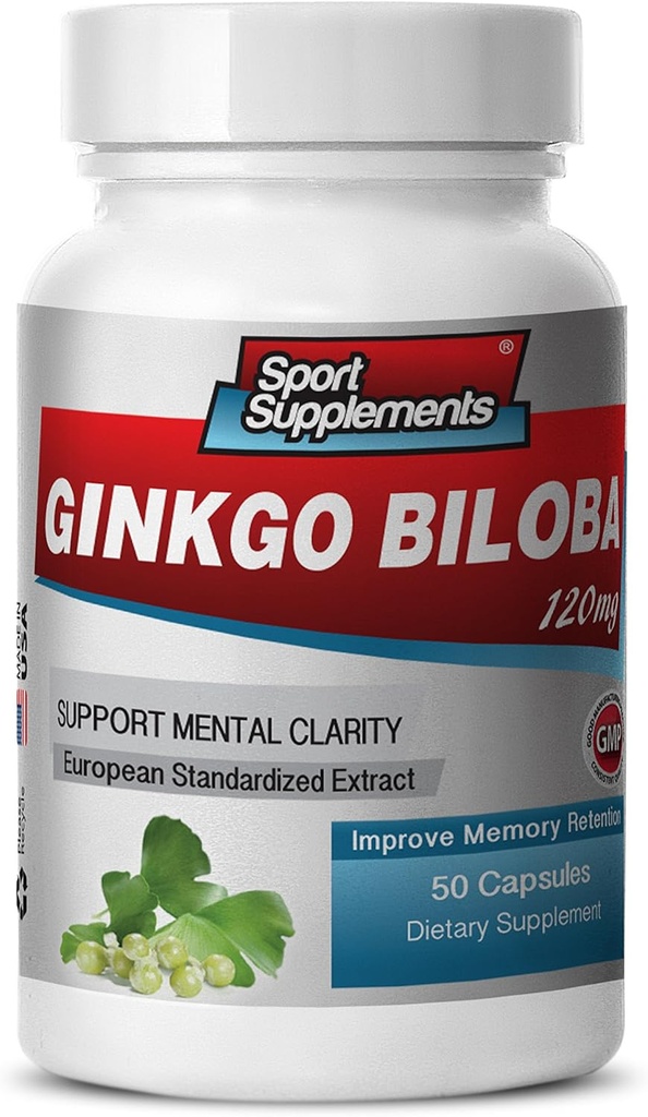 Integratori cerebrali per la memoria e la messa a fuoco - Ginkgo BILOBA 120MG - Gingko biloba Plant, Integratori di messa a fuoco per adulti, Gingko biloba Supplementi, Ginko biloba Pills Natural, Memory Supplement - 1B 60 Caps