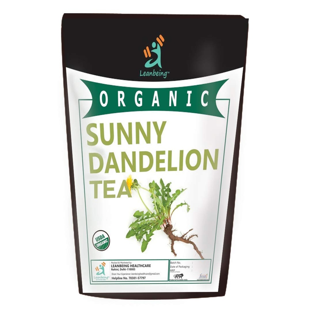 Astha Leanbeing Organic Dandelion Leaf & Root (100Gm) Herbal Tea | per la pulizia del fegato, supporta la funzione del rene e la salute