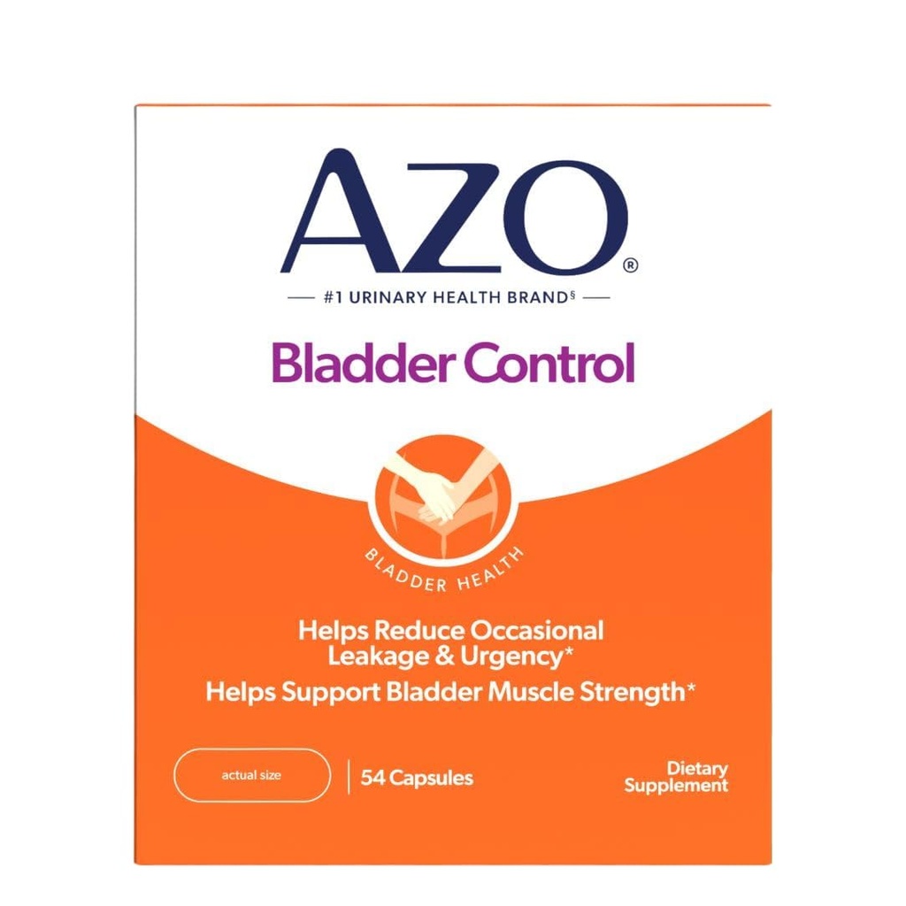 AZO Bladder Control con Go-Less Daily Supplement | Aiuta a ridurre Occasional Urgency* | Aiuta a ridurre occasionali perdite a causa di ridere, starnuti ed esercizio | 54 Count Capsules