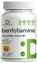 Benfotiamine 600mg Per Serving, 180 Capsule Veggie (300mg per Cap) – Fat Soluble Vitamin B1 Thiamine Supplement – 3rd Party Tested, Vegan, Non OGM, Gluten Free