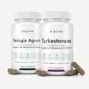 Fadogia Agrestis 600mg + Turkesterone 500mg Bundle (2X Più Pure - 20% Std Extract) (3X Assorbenza con BioPerine & Hydroxypropyl-Beta-Cyclodextrin) Supporta il recupero muscolare sano, Stamina - Vegan