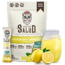 Salud 2-in-1 Idratazione Packets + Immunity Electrolytes Powder, Lemonade - Agua Fresca Drink Mix, Elderberry, Dairy & Soy Free, Non-GMO, Gluten Free, Vegan, Bassa Calorie, 1g Sugar (15 Servings)