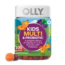 OLLY Kids Multivitamin & Probiotic Gummy, Supporto Digestivo, Vitamine A, D, C, E, B, Zinco, Chewable Supplement, Aroma di bacche, 50 giorni di alimentazione - 100 conte