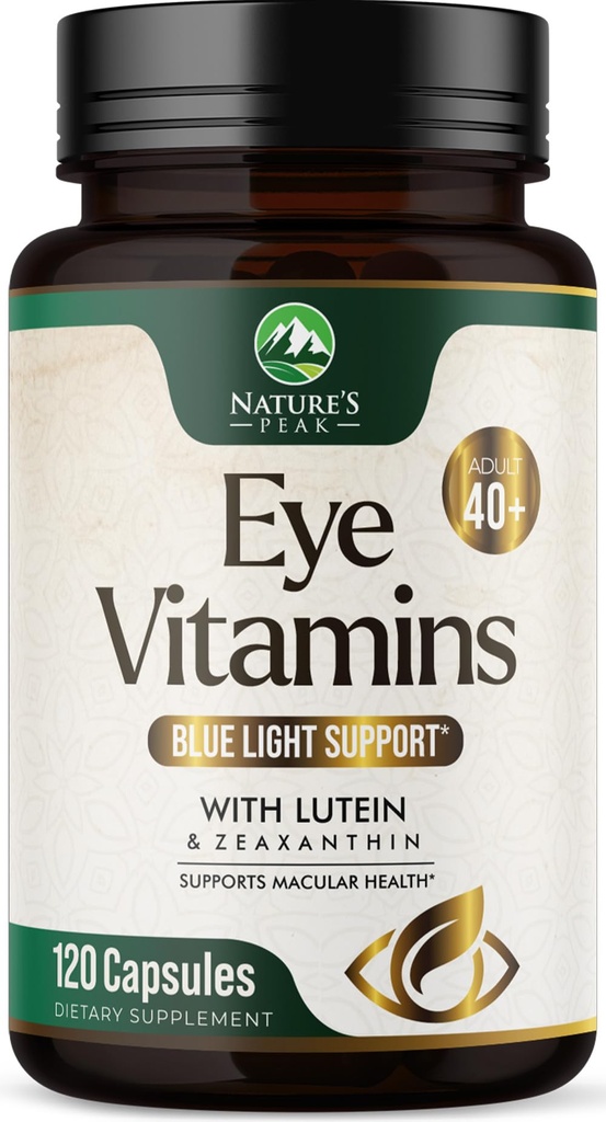 Vitamine Occhiali & Integratore Minerale - Contiene Zinco, Rame, Luteina, & Zeaxanthin, Supporta Strain Occhi Secchi, Salute Visione per Adulti, Non OGM, Pillole Vegan per la Cura degli Occhi & Minerali Integratori - 120 Capsule