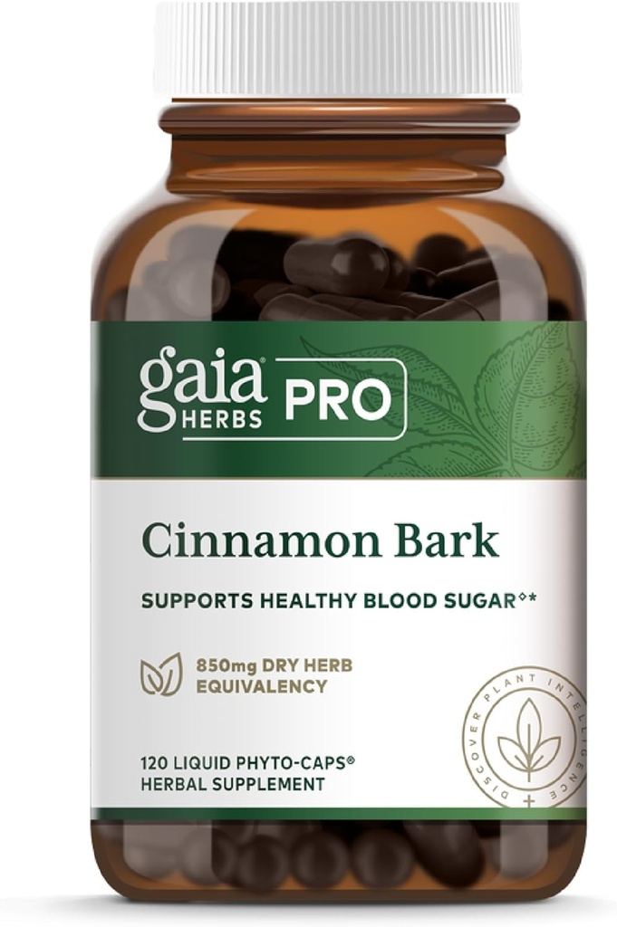 Gaia Herbs Pro Cinnamon Bark - Supporta un metabolismo sano - Organico, Vegan, Soy-Free & Gluten-Free - 120 Liquid Phyto-Caps (120 Servings)
