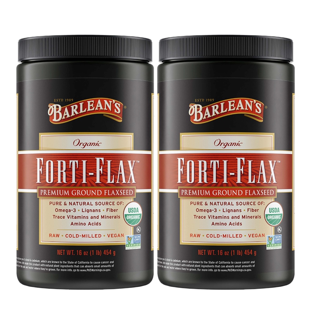 Forti-Flax Organic Flaxseed, Ground Whole Raw Seeds, Omega-3 Supplemento con Lignans and Dietary Fiber, Bulk Ground Flax Seed, 16 oz, 2 Pack