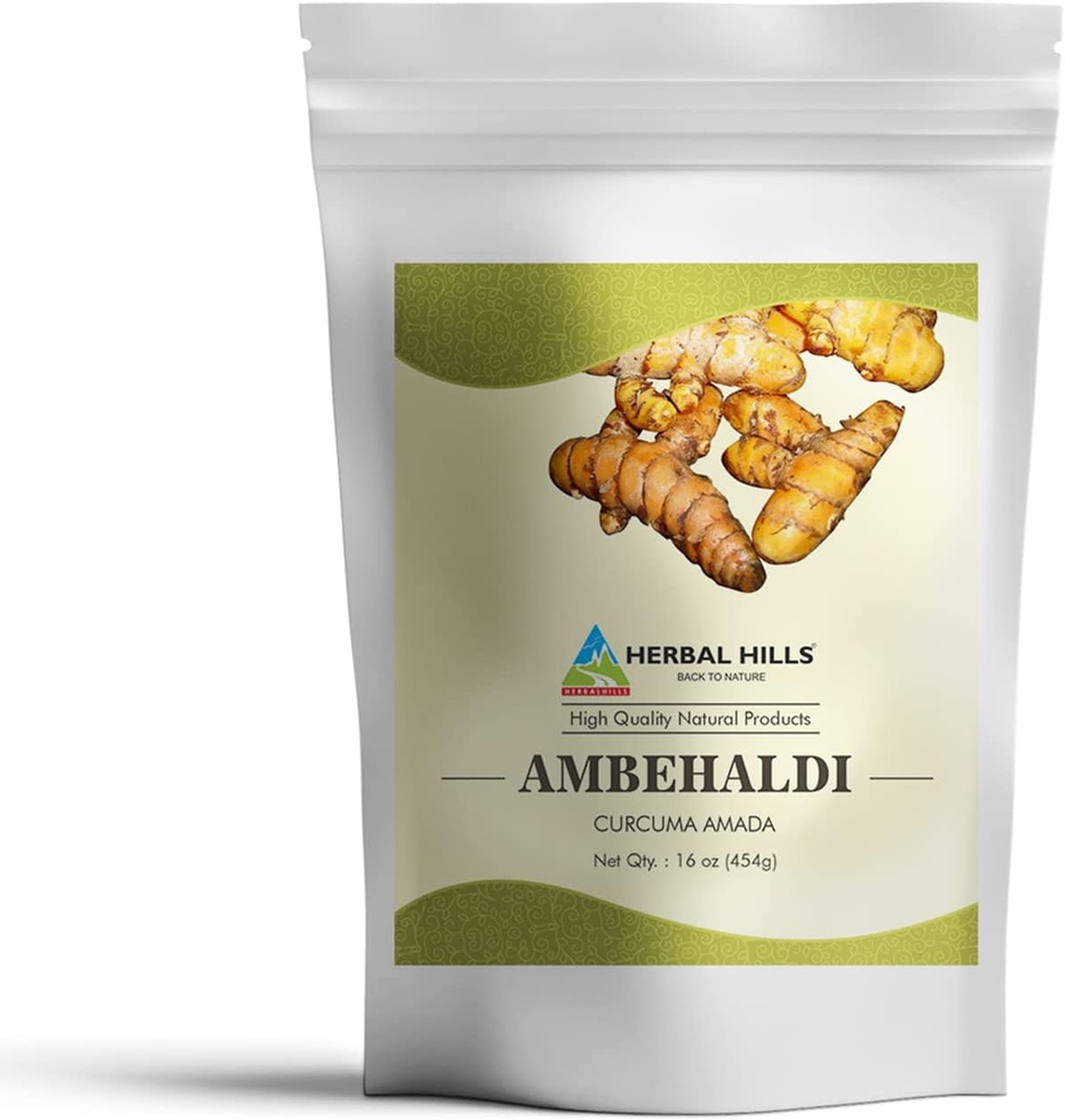 HERBAL HILLS Ambehaldi polvere Turmeric Powder/Amba Haldi/Curcuma Amada/Curcuma Longa/Turmeric Curcumin | 16 Oz (454 GMS)
