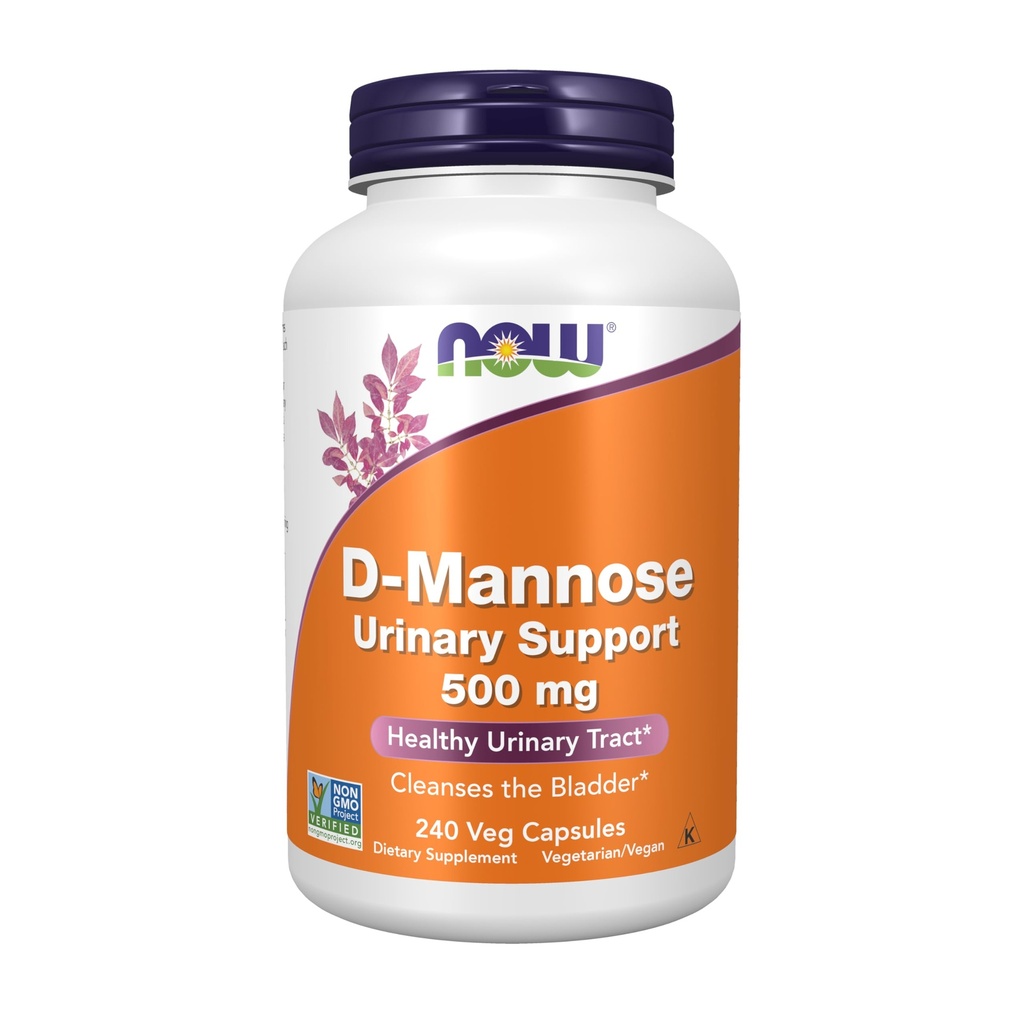 NOW Integratori alimentari, D-Mannose 500 mg, Progetto non OGM verificato, Tratto urinario sano*, 240 capsule di Veg
