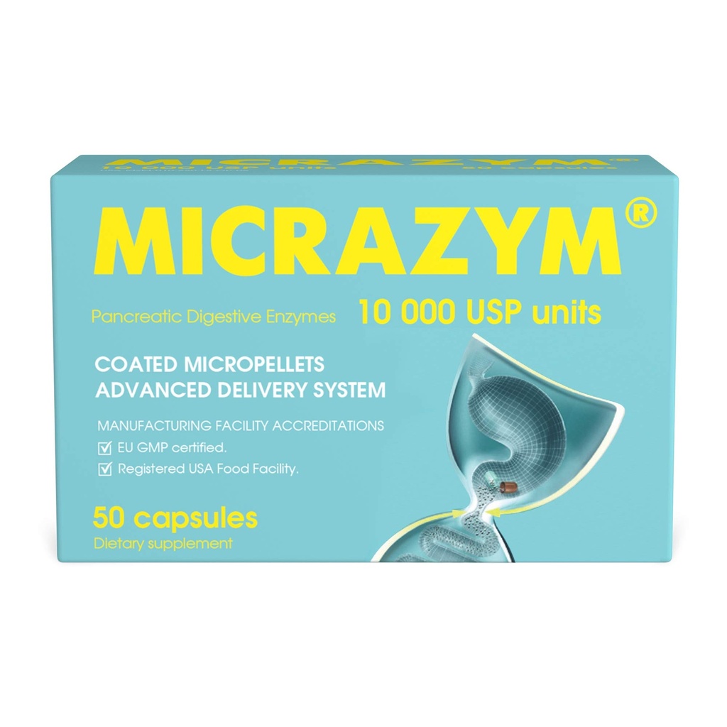 AVVA Pharmа Pancreatic Enzymes - 10.000 Integratori Pancreatici Effettivi di USP - Enzimi Digestivi per Digestione - 50 capsule ad azione rapida con Amylase, Lipase e Protease