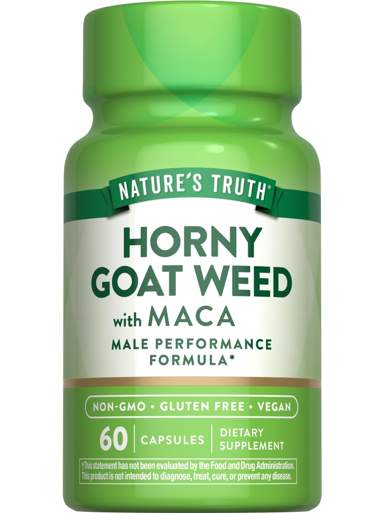 Verità della natura Arrapato Goat Weed con Maca | 60 capsule di estratto di polvere | Vegan, Non OGM e Gluten