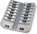 AM/PM Bi-Folding Pill Organizer + Supplemento Caso per OTC Medicina, Prescrizione + Vitamine - 14 Etichettato lunedì-domenica Slide Lock Pouches, Grey Travel Pill Case