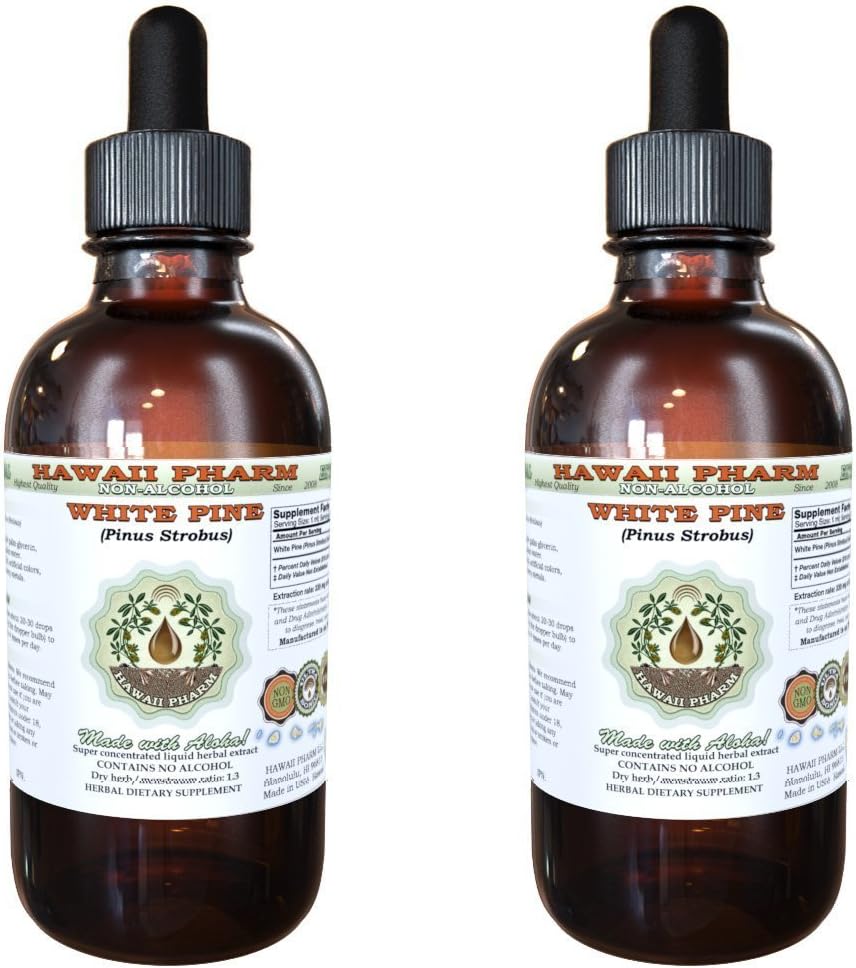 Estratto di liquido senza alcool di pino bianco, Pino bianco (Pinus Strobus) Dried Bark Glycerite Natural Herbal Supplement, Hawaii Pharm, USA 2x2 fl.oz