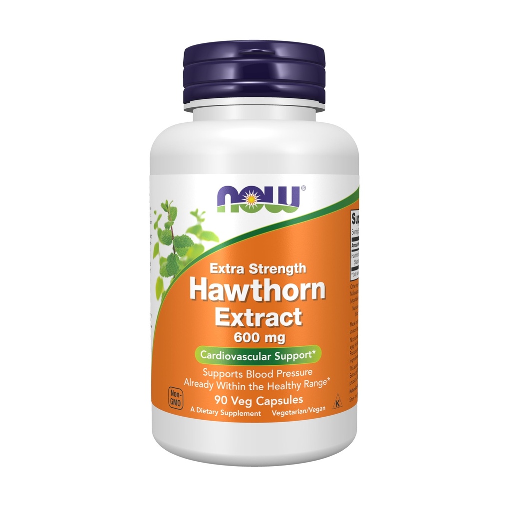 NOW Integratori alimentari, Estratto di biancospino 600 mg, Extra Forza, Supporto cardiovascolare*, 90 capsule di veg