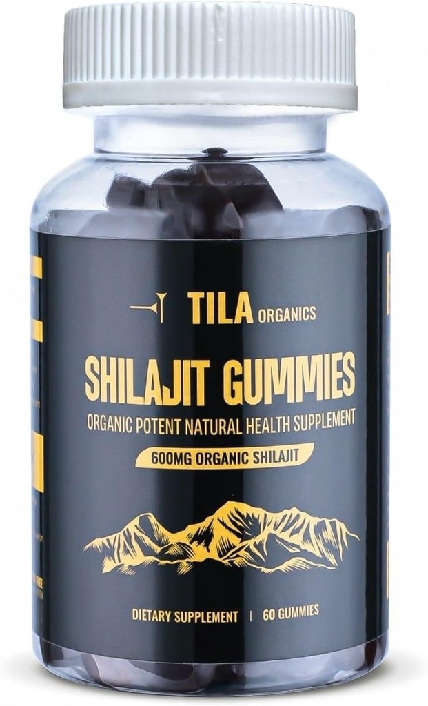 Tila Organic Himalajit Resina Gel Morbido - 60 Gummies, 600 mg- Supplemento naturale per uomini e donne con oltre 85 minerali Trace, acido Fulvico e acido Humico Vegan Gluten Free