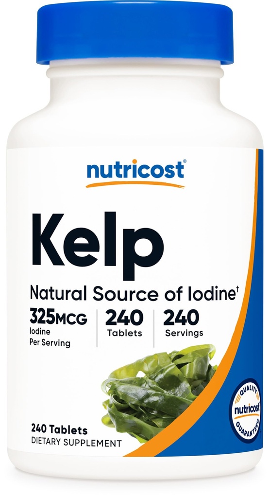 Tavolette Nutricost Kelp, 325mcg di Iodio, 240 compresse - Non-GMO, Gluten Free
