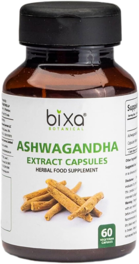 Estratto di Ashwagandha bixa BOTANICAL (Withania Somnifera Root) | Ginseng indiano- Miglior Re-Energizer & Immunity Booster | Integratore di erbe. (60 Conteggio (Pacchetto di 1))
