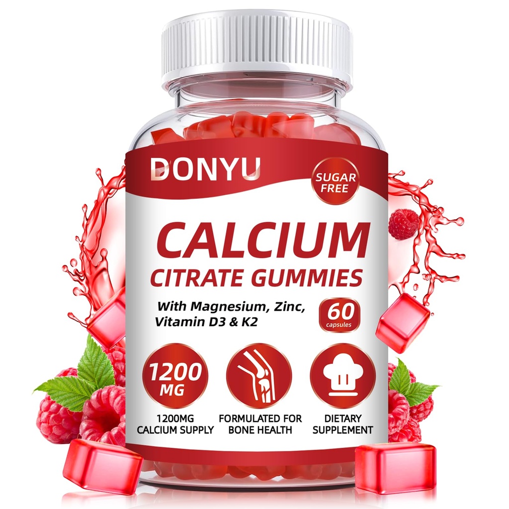 Citrato di calcio 1200mg Gummies con vitamina D3: con calcio magnesio zinco vitamina D3 K2 per Bone muscolo Immune - Ultimate Absorption Calcium Supplemento per le donne e gli uomini, senza zucchero