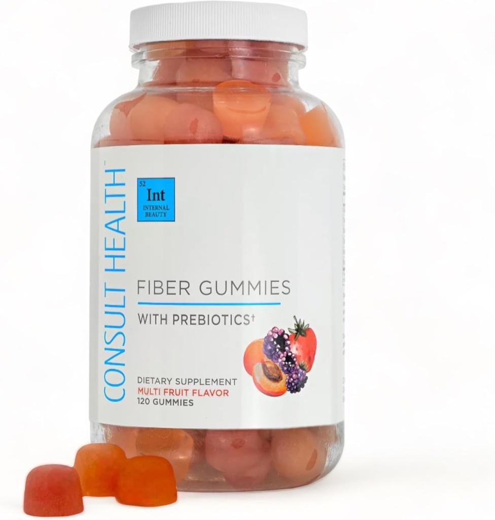 Consolare Salute Fibra Integratore Gummies - Zucchero Multi Frutta Aroma - 6g Prebiotic Plant Based Fiber Blend - 120 Conte
