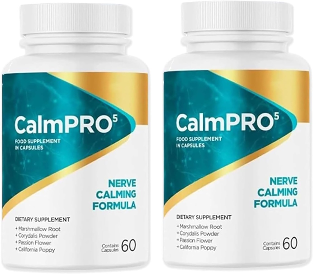 2 Packs Calmpro5, Calmpro5 Nerve Capsule, 2025 Upgraded Calmpro5 Nerve Calming Formula Capsule, No Artificial Preservatives, No Dairy (2 Bottiglie)