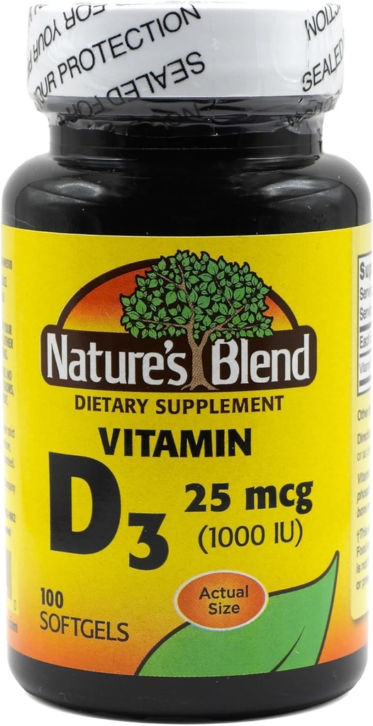 Vitamina di miscela naturale D3 25 MCG (1000 IU) Easy-to-Swallow, 100 SOFTGELS