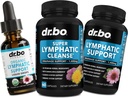 Integratori di drenaggio linfatico Pills & Drops - Supporto limfatico organico Gocce liquide Pulire capsule con Echinacea, Ginger, Dandelion, Red Root Supplement Lymph Node Detox Cleanse System Drainage