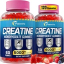 Gummie monoidrate di creatina per uomini e donne pre allenamento con taurina, vitamina B6 & B12 Creatina Monoidrato Masticabile per aumentare la resistenza, l'energia, l'eccedenza, il muscolo, organico (2 pacchetti)