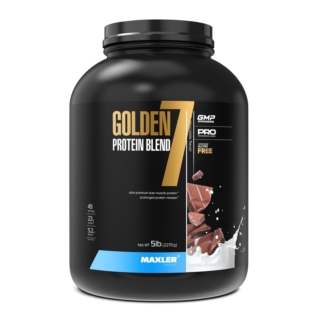 Maxler Golden 7 Protein Blend - Polvere proteica per guadagno e recupero del muscolo - Polvere proteica del cioccolato del latte 5 lb