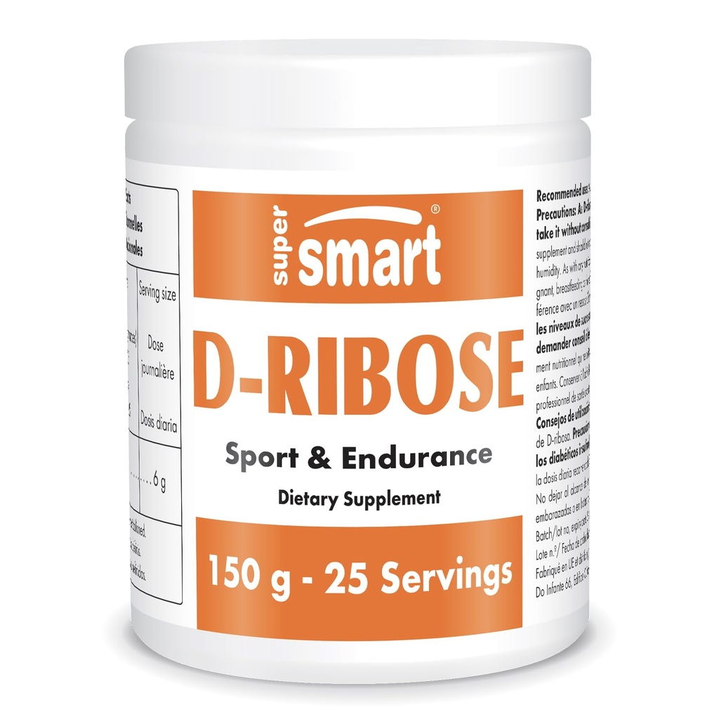 Supersmart - D-Ribose Powder (Natural Sugar) 6gm al giorno - ATP Sintesi & Produzione - Universal Fuel for Energy | Non OGM & Gluten Free - 150 g