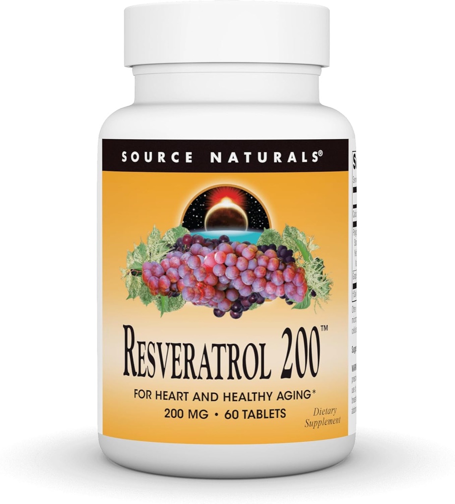 Fonte Naturals Resveratrolo, per il cuore e l'invecchiamento sano* 200 mg - 60 compresse