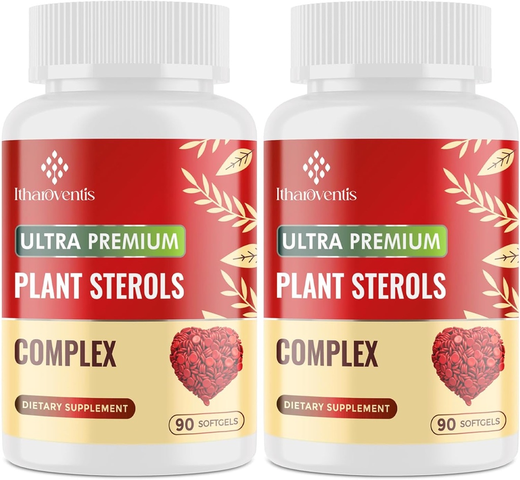 Integratori di colesterolo con Sterols di piante, Niacina, Riso di lievito rosso, Bergamotto, Omega-3 & Aglio - Formula di assorbimento infestata - 180 Softgels