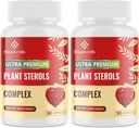 Integratori di colesterolo con Sterols di piante, Niacina, Riso di lievito rosso, Bergamotto, Omega-3 & Aglio - Formula di assorbimento infestata - 180 Softgels