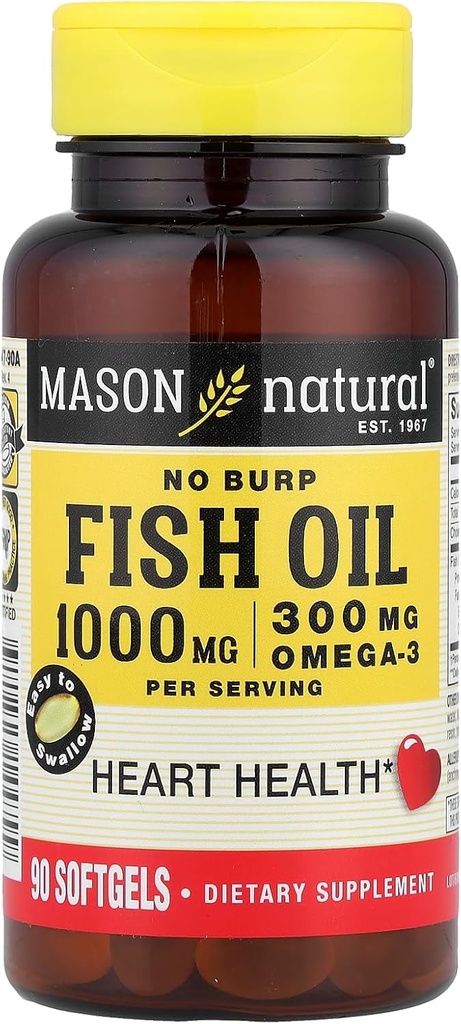 Olio di pesce 1000 Mg No Burp Softgel, Da Mason Vitamins - 90 Ea