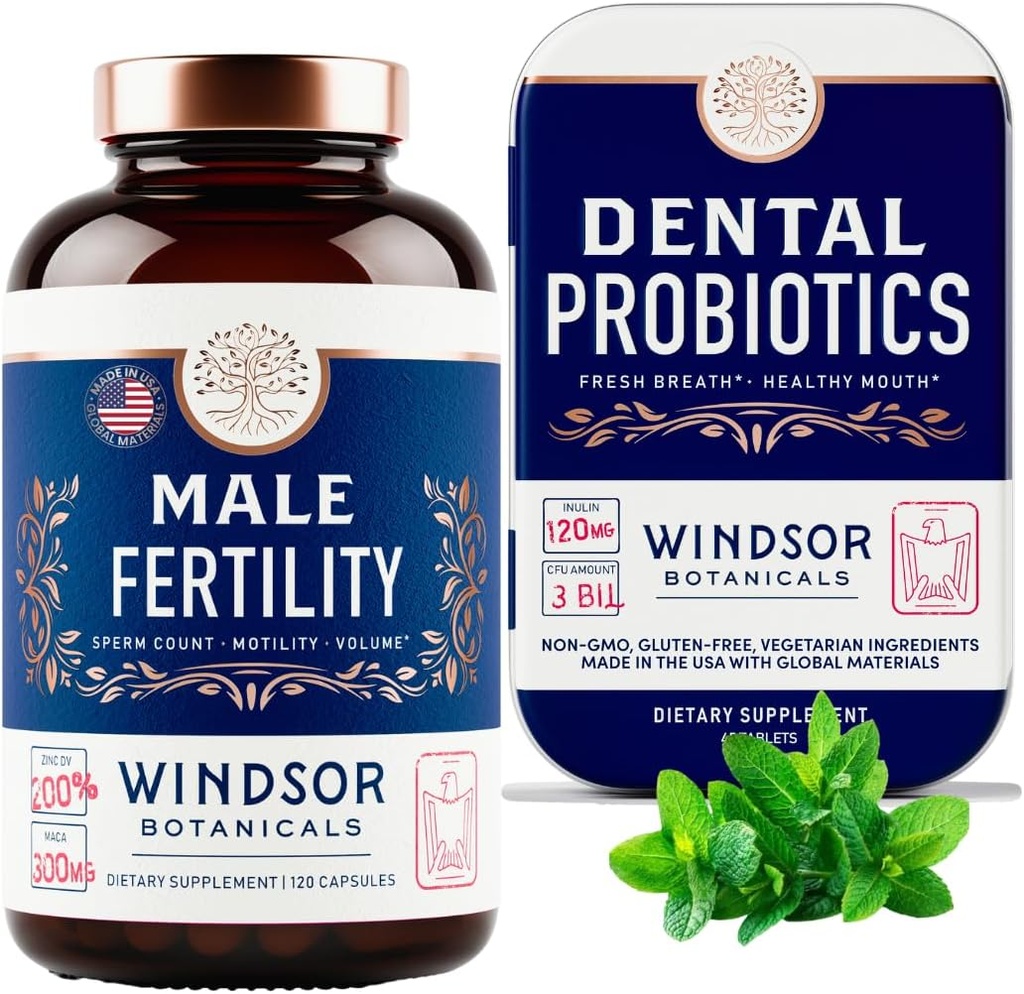 WINDSOR BOTANICALs Integratore di fertilità maschile e Probiotici dentali Salute e benessere Bundle