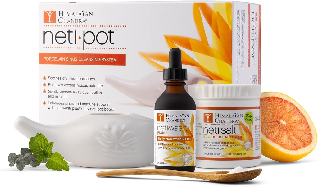 Himalayan Chandra Neti Pot Kit di avvio completo del sistema di pulizia del seno