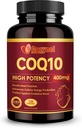 CoQ10 400mg Softgels con Omega 3 & PQQ, potente antiossidante per la salute del cuore e la produzione di energia, 120 Conte