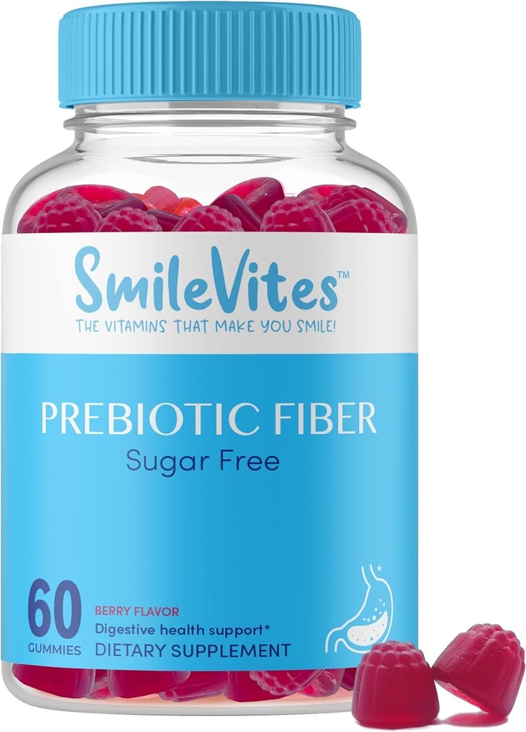 Gummie di fibre prebiotiche per la salute digestiva | Supporta batteri di fegato e regolarità digestiva | Vegan, Keto, Kosher | senza glutine, non OGM, pianta-basata | Natural Berry Flavor | 60 Conte