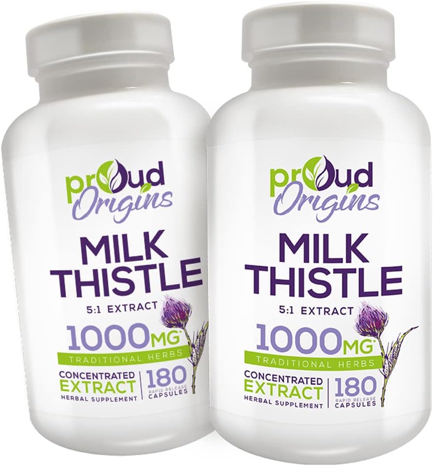 1000mg Latte Thistle aiuta a mantenere la funzione di fegato sano, ottimizzare la salute, rilascio rapido, integratori senza glutine - 6-mese di alimentazione (2 pacchetto)