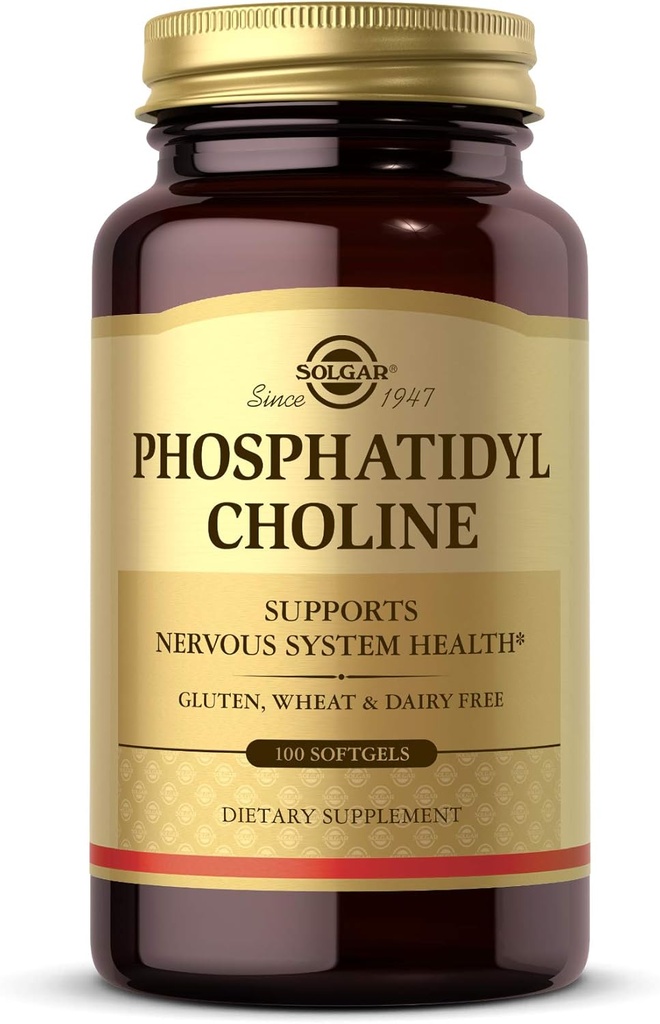 Solgar Phosphatidylcholine, 100 Softgels - Promuovere la funzione cognitiva sana - derivato dalla lecitina - contiene colina per acetilcolina neurotrasmettitore - senza glutine, latticini Free - 50 Serve