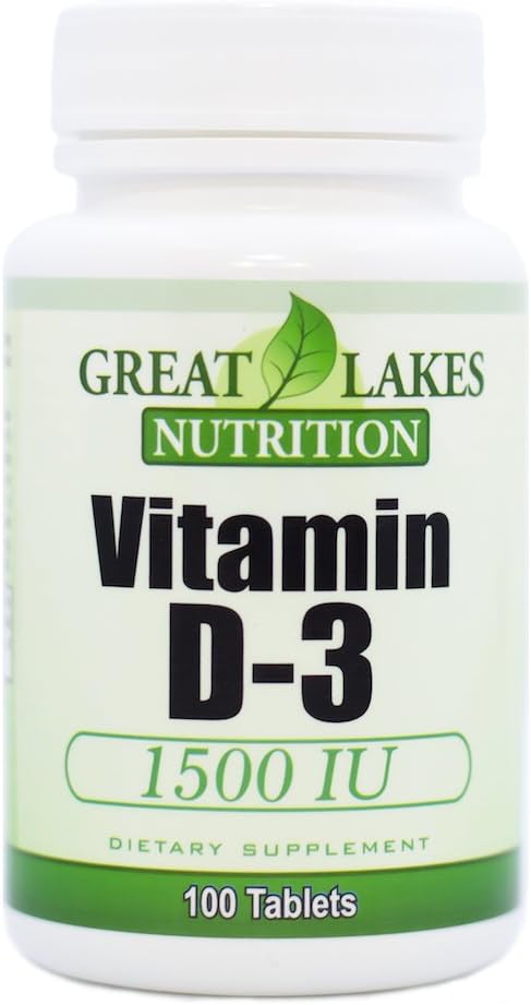 Vitamina D-3 con alta potenza 1.500 IU (3 Pack) | Regola la funzione immunitaria, supporta le ossa sane | (3) 100 conteggio da GL Nutrition