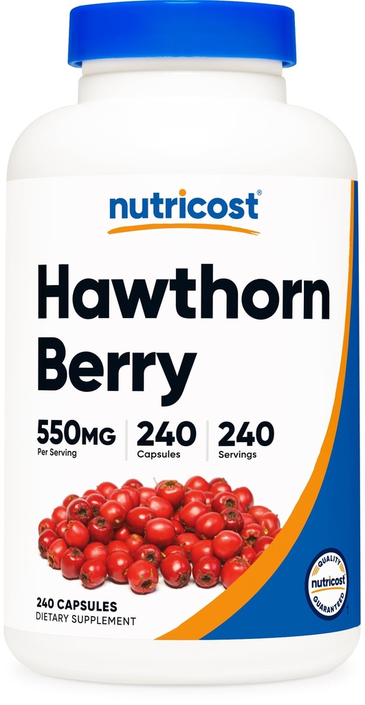 Nutricost Hawthorn Berry Capsule 550mg, 240 Capsule, Per vegetariani, Non OGM & Gluten Free