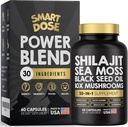Capsule di miscela di energia - 30-in-1 Supplemento Bundle con Shilajit 6000mg, Sea Moss 4000mg, Black Seed Oil 4000mg, Ashwagandha 2000mg, 10x Mushrooms, Tongkat Ali, Maca, Pillole olistiche Combo