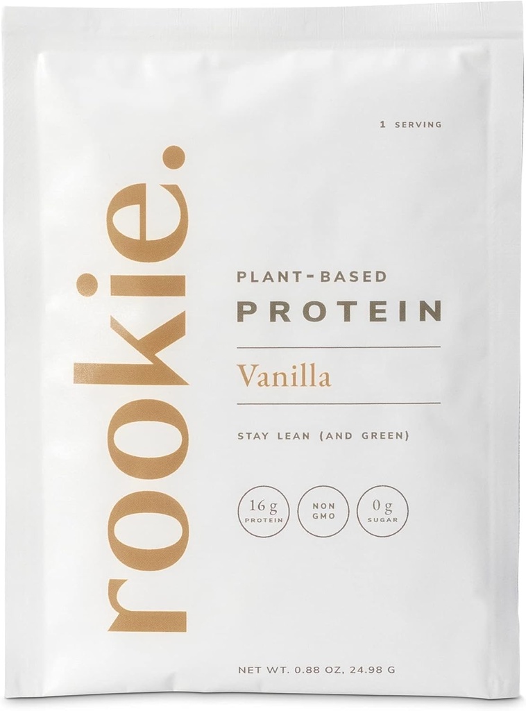 Proteine Probiotiche a base vegetale Rookie Wellness - Polvere di proteine di pea organica con profilo aminoacido completo, prebiotici e probiotici Gut-Healthy, & Oltre 25 vitamine e minerali (10 Sachet, Vanilla)
