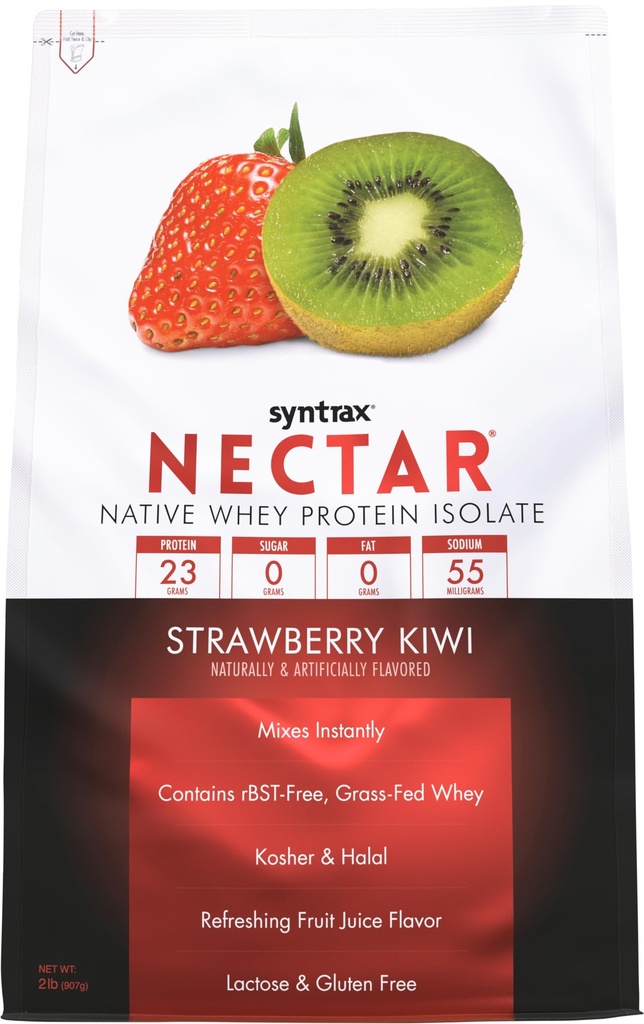 Sintrax Nutrition Nectar, 100% Whey Protein Isolate Powder, rinfrescante succo di frutta aroma, fragola Kiwi, 2 lbs
