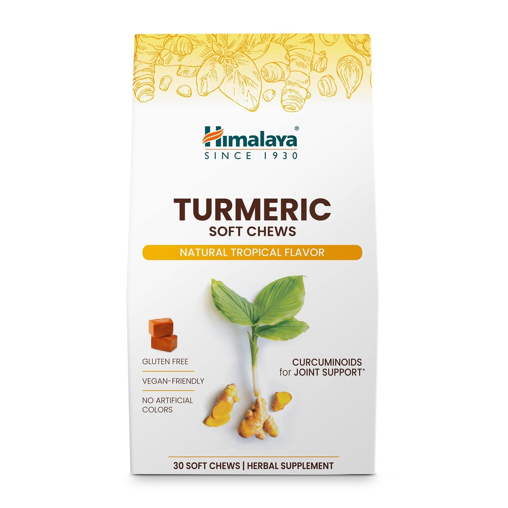 Himalaya Turmeric Chews with Curcumin for Healthy Joint Support, and Optimum Flessibilità & Mobility, 300 mg di estratti per Serving, 30 Soft Chews, 15 giorni di alimentazione