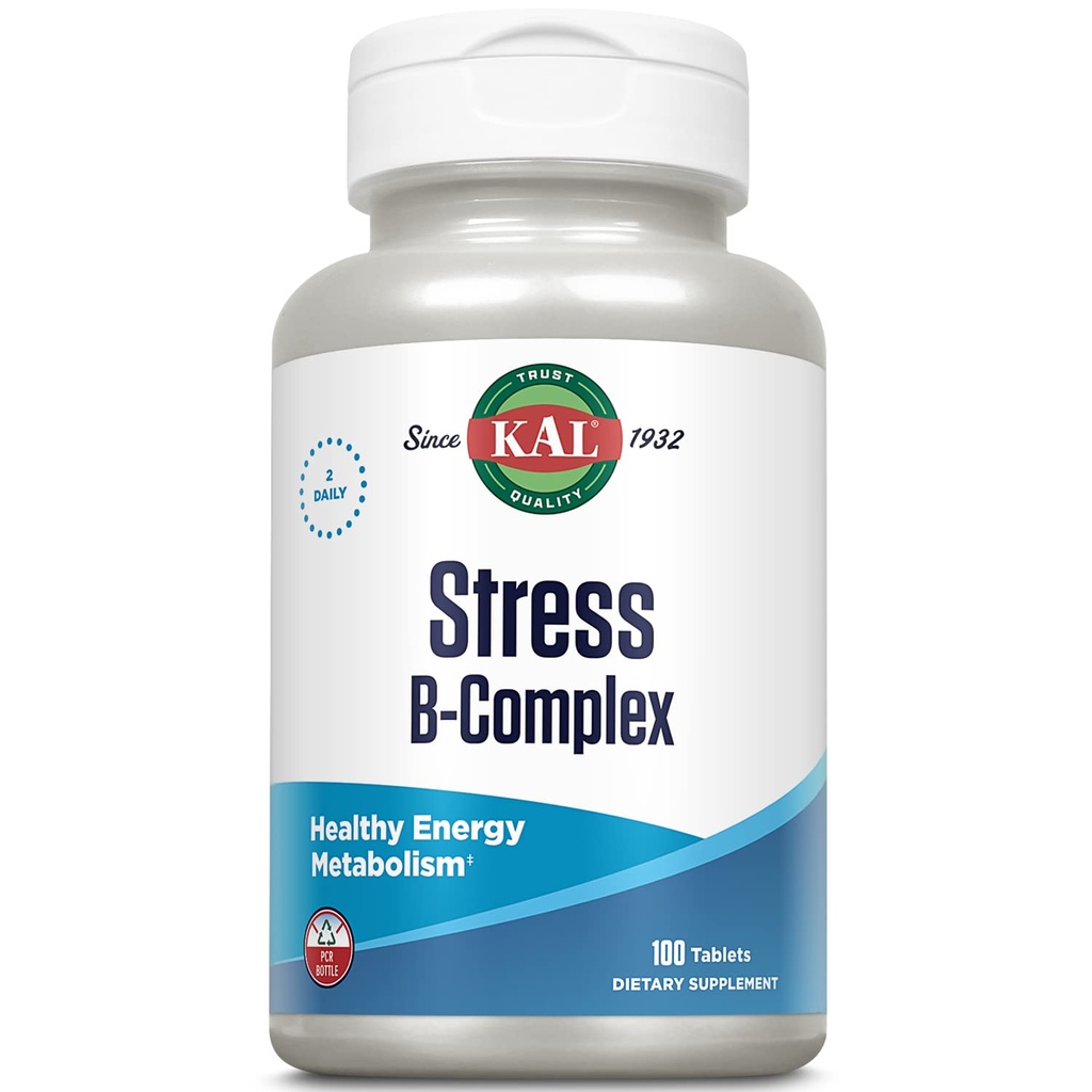 KAL Stress B Complex Vitamin Supplemento, Vitamina B Complesso per Energia, Stress, Red Blood Cell Formazione e Supporto Immune, con Vitamina B12, B6 e Acido Folico, Garanzia di 60 giorni, 50 Serv, 100 compresse