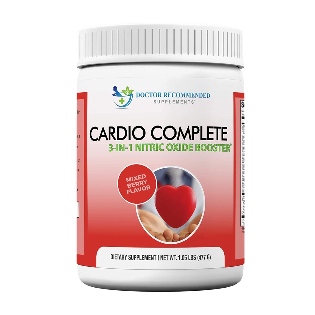 Cardio Complete - Heart Health Support Powder Supplement - 3-in-1 Nitric Oxide Booster con 5000 L-Arginina, 1.000mg L-Citrullina e Hawthorn Berry