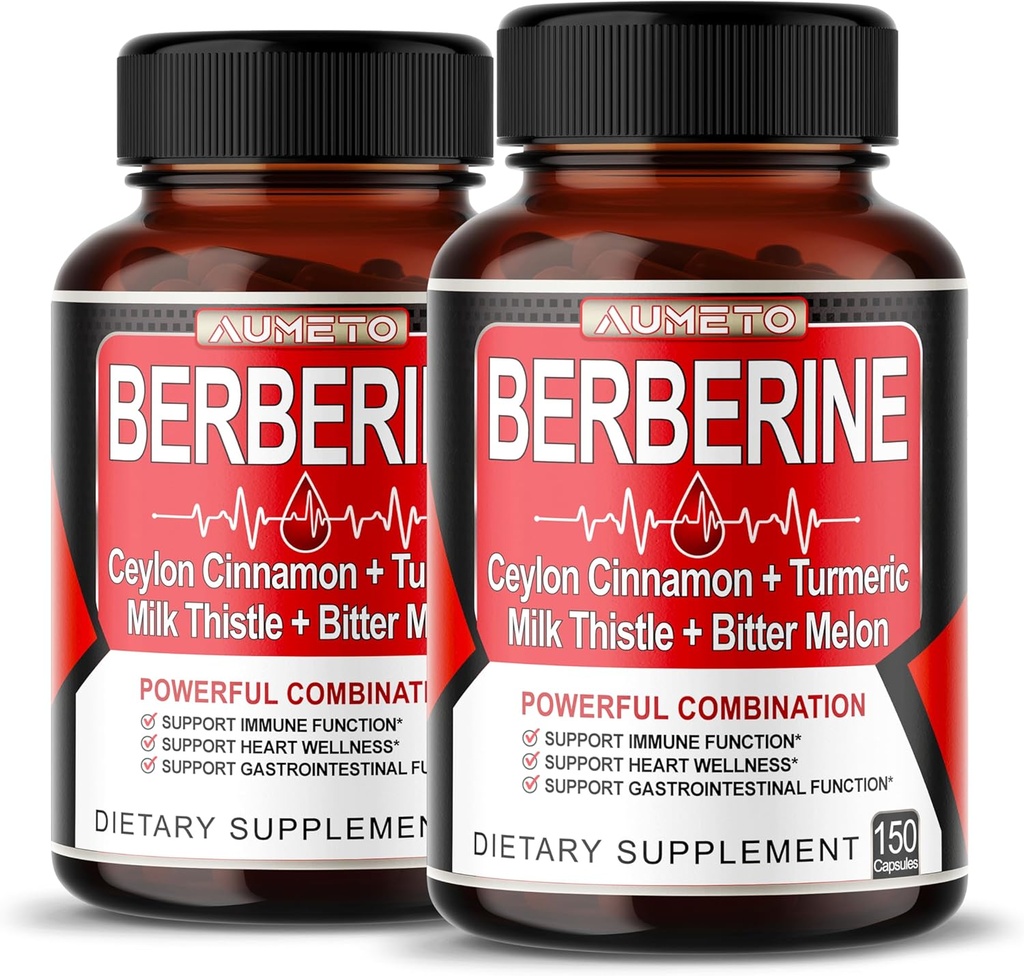 8 in 1 Integratore di Berberina - Per Capsule Fornisce - Digestione di supporto, Immunità - con Ceylon Cinnamon, Cardo di latte, Turco, Melone di Bitter