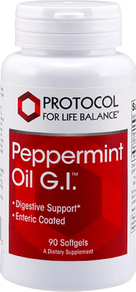 Protocollo Peppermint G.I. - per il supporto sanitario digestivo* - con menta piperita, olio di zenzero e olio di finocchio - Enteric-Coated - Dairy Free & Halal - 90 Softgels