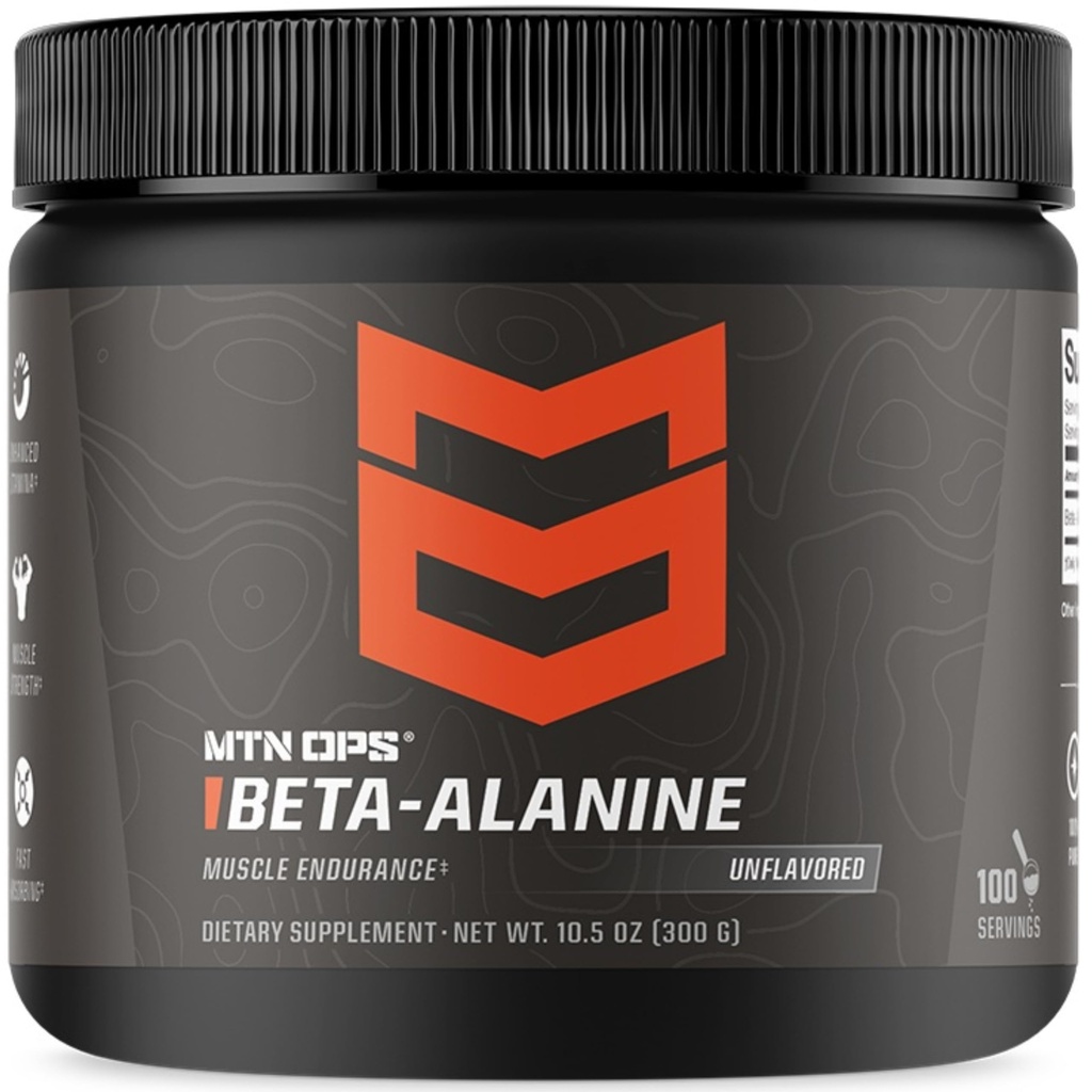 MTN OPS Beta Alanine Polvere pre allenamento per resistenza muscolare e resistenza, 3g di Beta Alanina per porzione, non aromaed 100 Serve